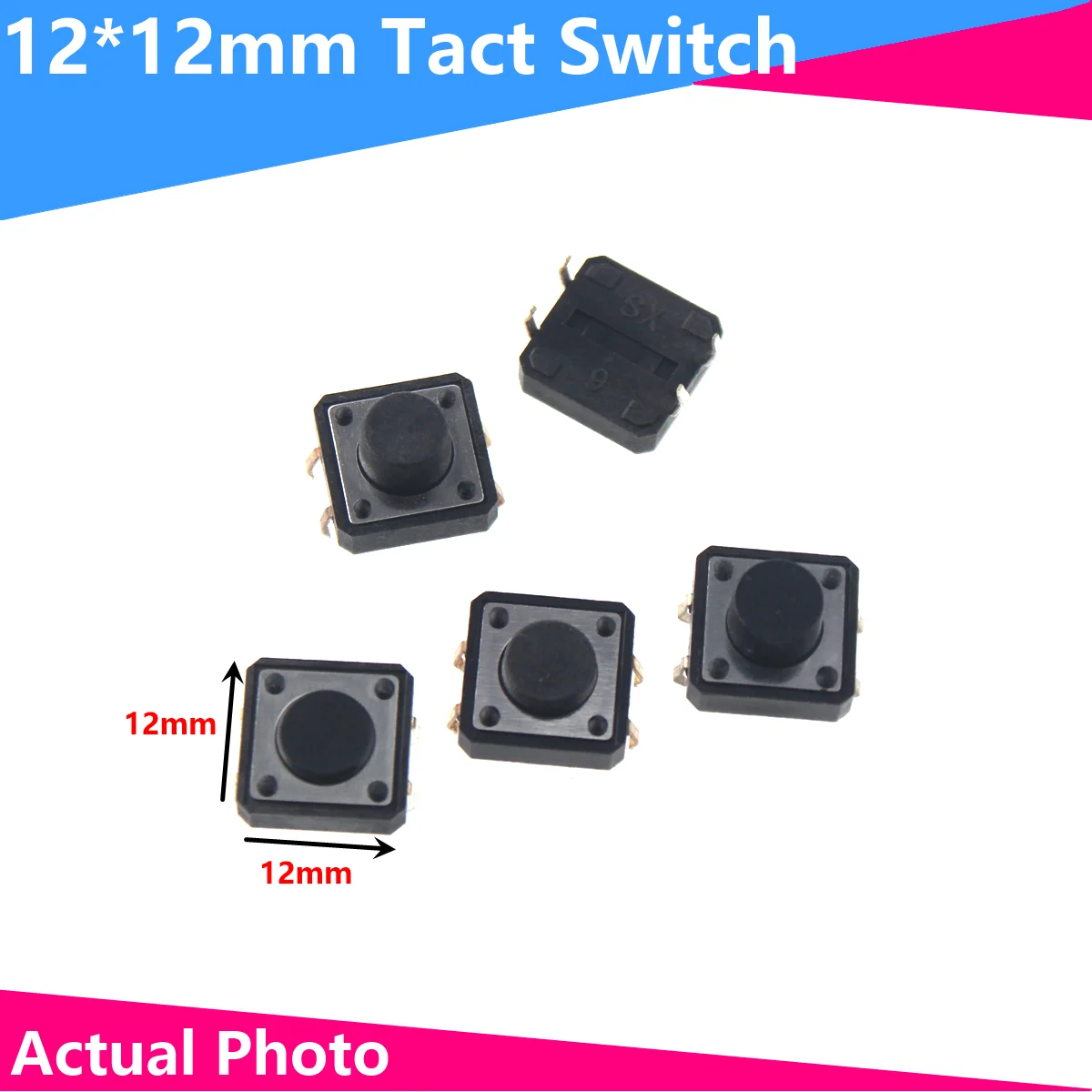 20PCS/Lot 12*12 Push Button Switch 12*12MM Light Touch Vertical-Type H= 5/6/7/8/9/10/11/12/13/14/15mm