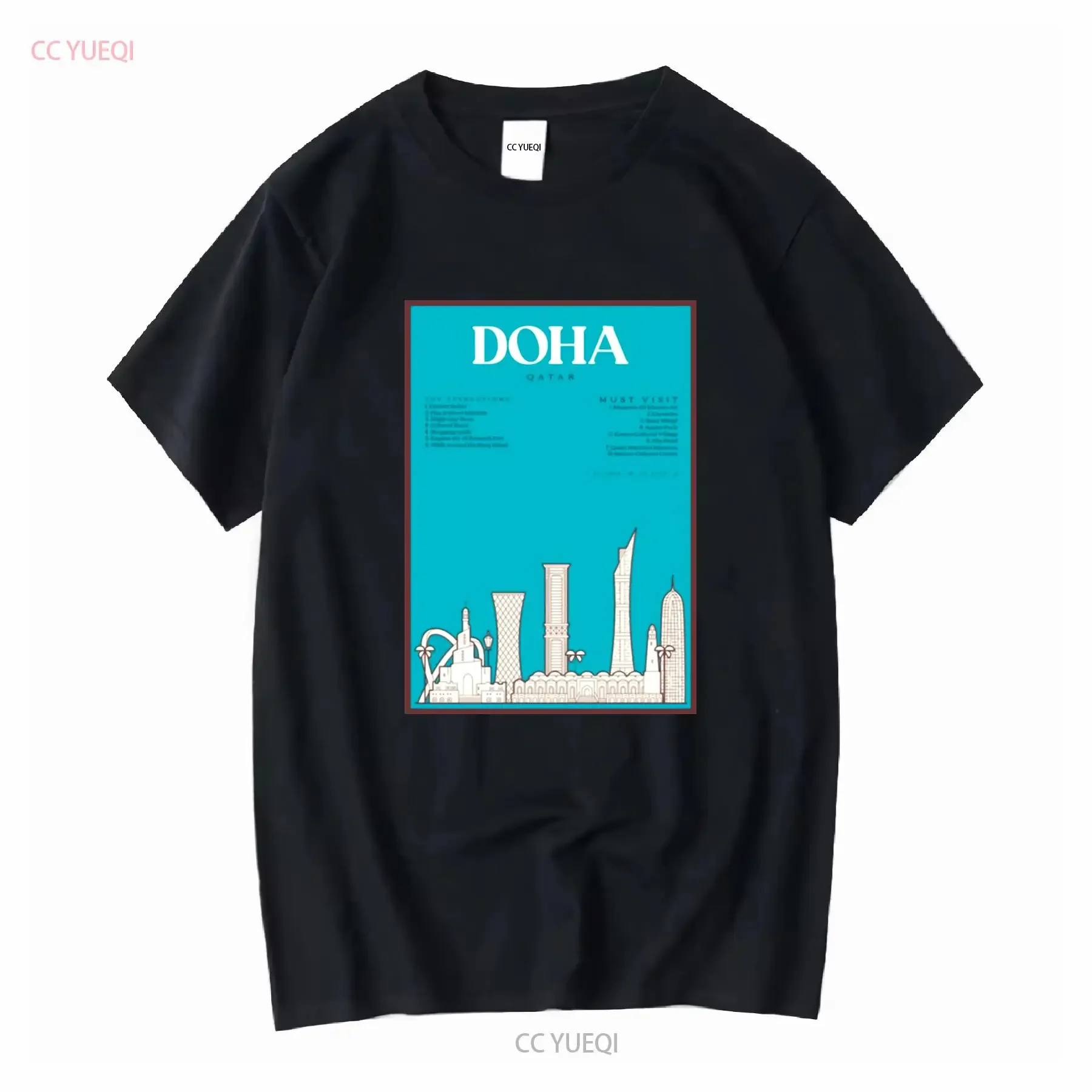 Doha T shirt Capital Of Qatar 100 Premium Cotton long sleeves vintage Washed streetwear Versatile designer clothes Breathable