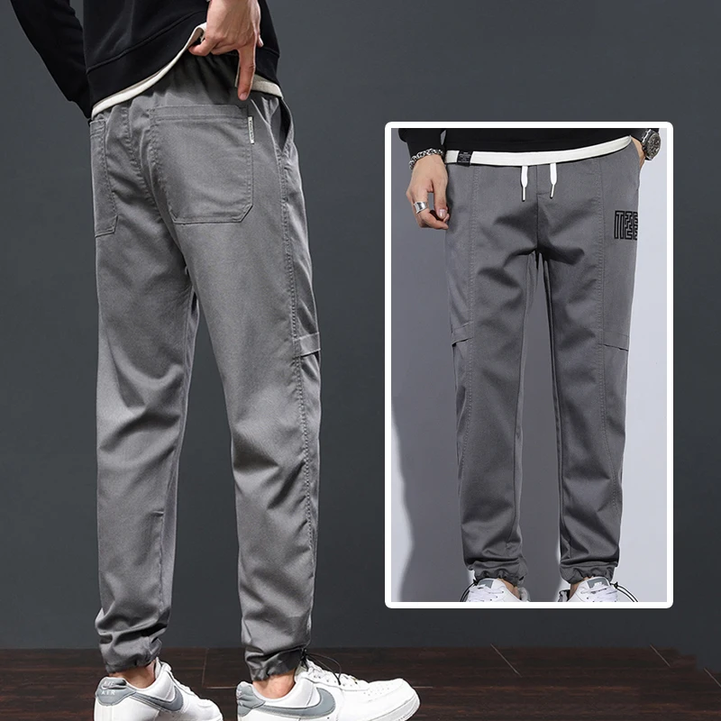 

New Autumn Spring Loose Casual Pants For Men Durable Workwear Sports Pants Elastic Waistband High Quality Male Trousers