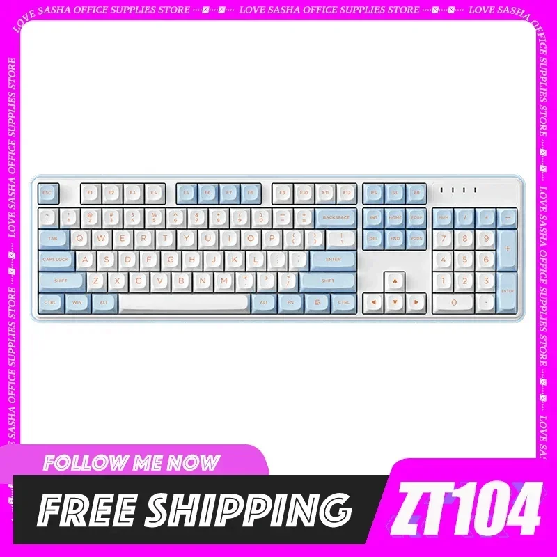 

Zt104 Mechanical Keyboard 104key Gradient Gasket Wired Custom Hot Swap Type-C Gaming Keyboards For E-Sports Gamer Gifts