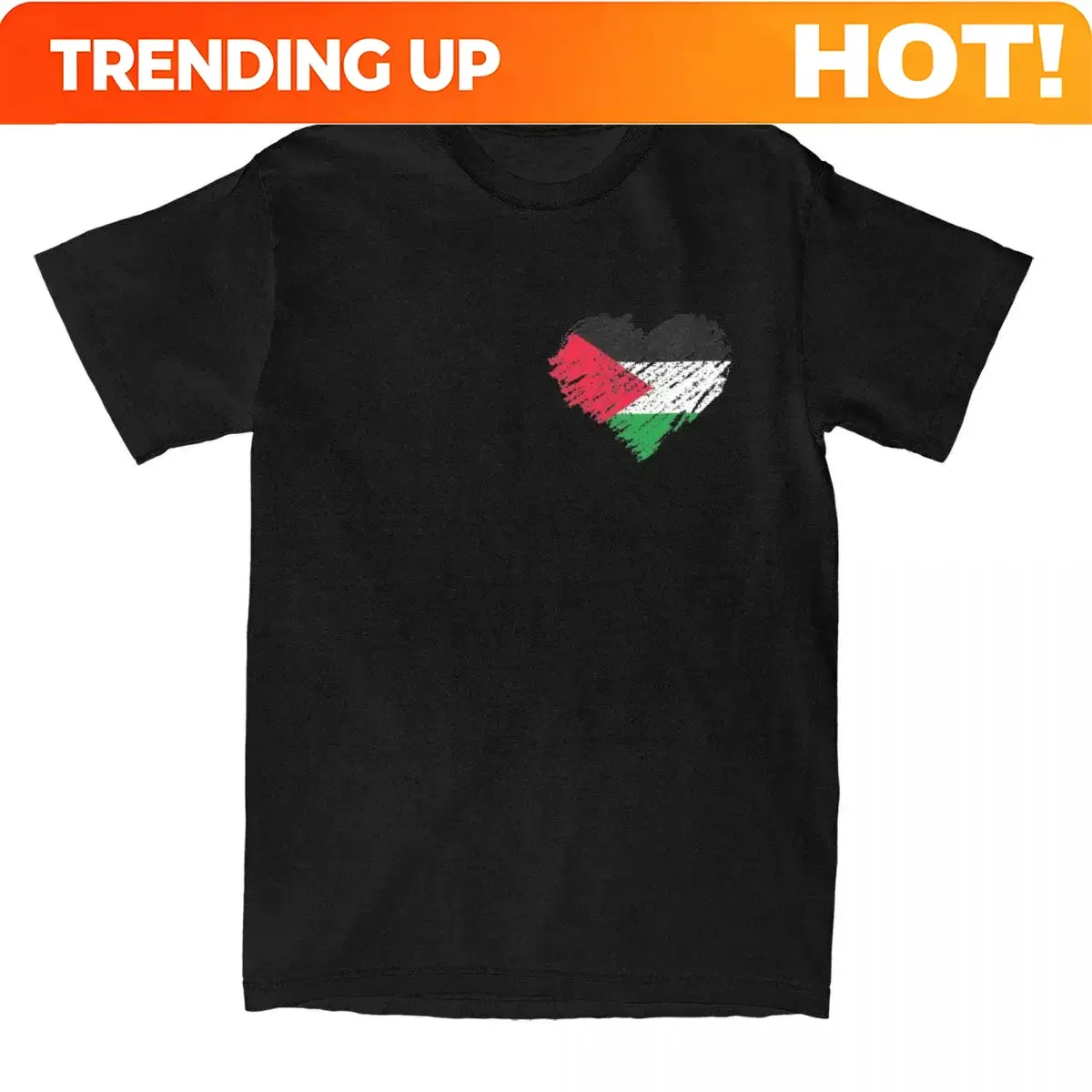 Customization Men T-Shirt Palestine Palestinian Heart Scribble Vintage Cotton Tees Short Sleeve T Shirts Crew Neck Tops Gift