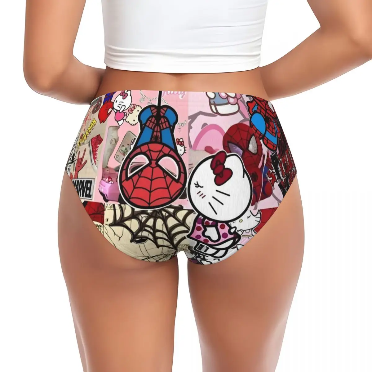 مضحك مرحبا كيتي الحب سبايدرمان الكرتون سراويل ملخصات الملابس الداخلية النسائية تنفس السروال للإناث S-4XL #3