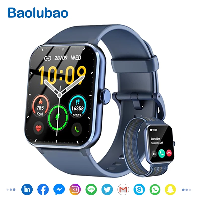 

Baolubao 2024 New R50 Smartwatch 1.85" TFT HD Screen Bluetooth Call/Answer Fitness Tracker Heart Rate Sleep Blood Oxygen Monitor