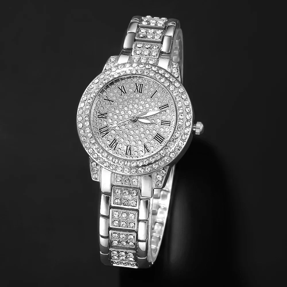 ladies' round dial quartz watch multi style combination set, suitable for daily wear and holiday gifts