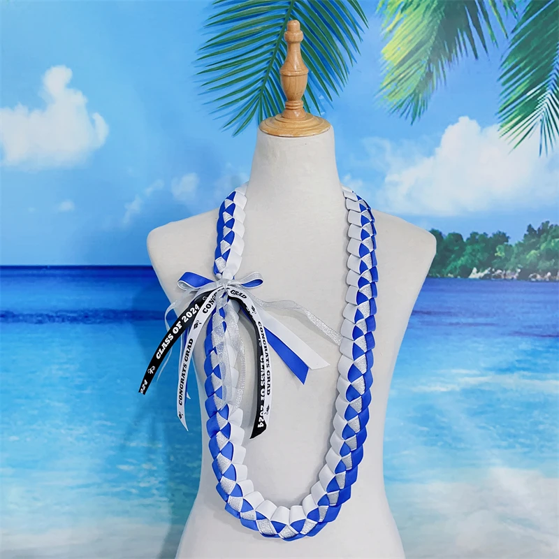 5pcs/set Class of 2024 Graduation Lei Customized Colors Ribbon Leis Graduation Gift Decoration Necklace Cheap Free Shipping