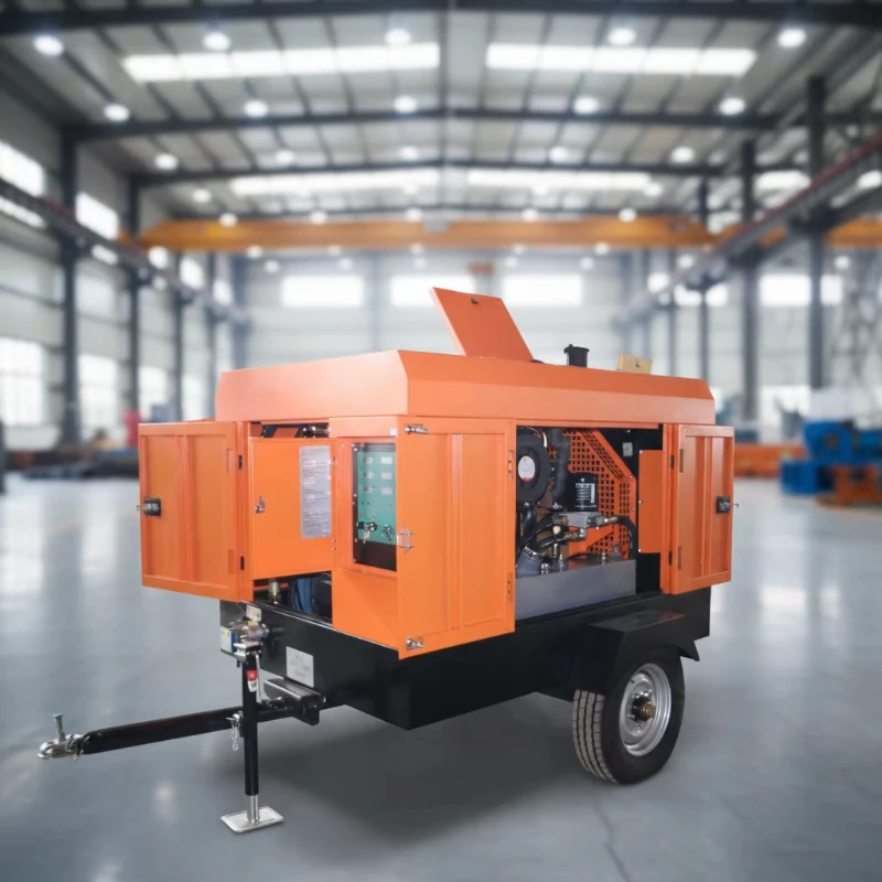 High Pressure Trailer Diesel Screw Air Compressor 300CFM16bar for Deep Well Drilling Rock Blasting Construction Works