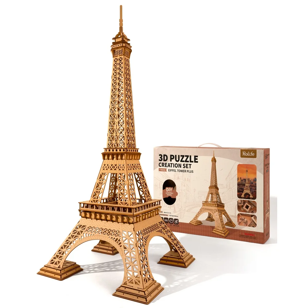

Rolife 3D Wooden Puzzle Eiffel Tower DIY Model Building Kit Christmas Birthday Gifts for Adults Kids