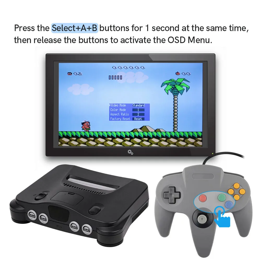 N64 고화질 게임 비디오 PCB 모드용 디지털 HDMI TV 키트 OSD 메뉴 8색 모델