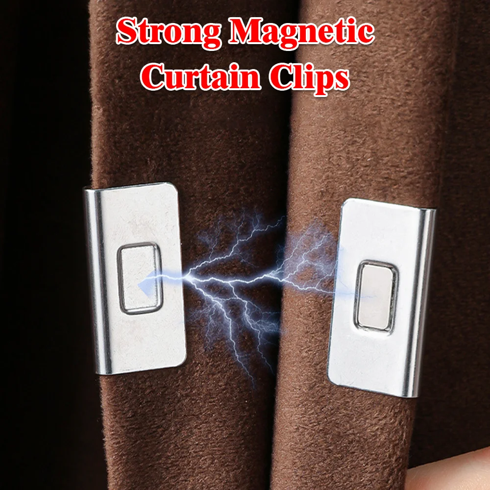 Strong Magnetic Curtain Clips Nail Free, Light Blocking Holders Keep Curtains Closed Prevent Leak for Bedroom Office
