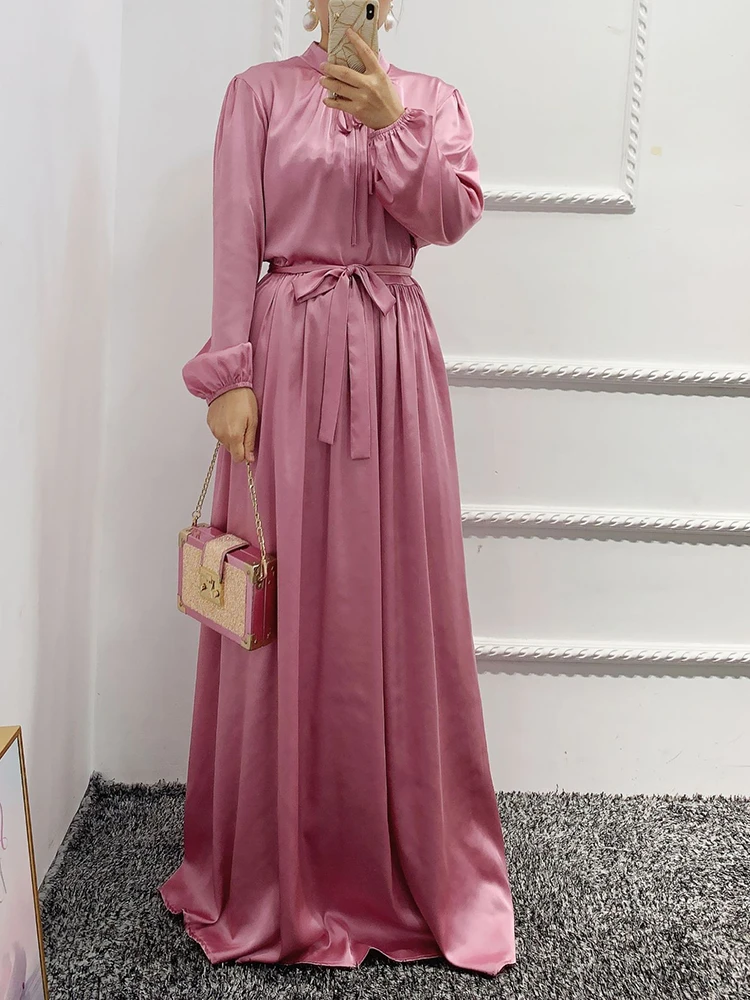 

Ramadan Abaya Turkey African Dresses For Women Satin Islam Robe Longue De Soiree Femme Long Muslim Dress Vestido Longo Morocco