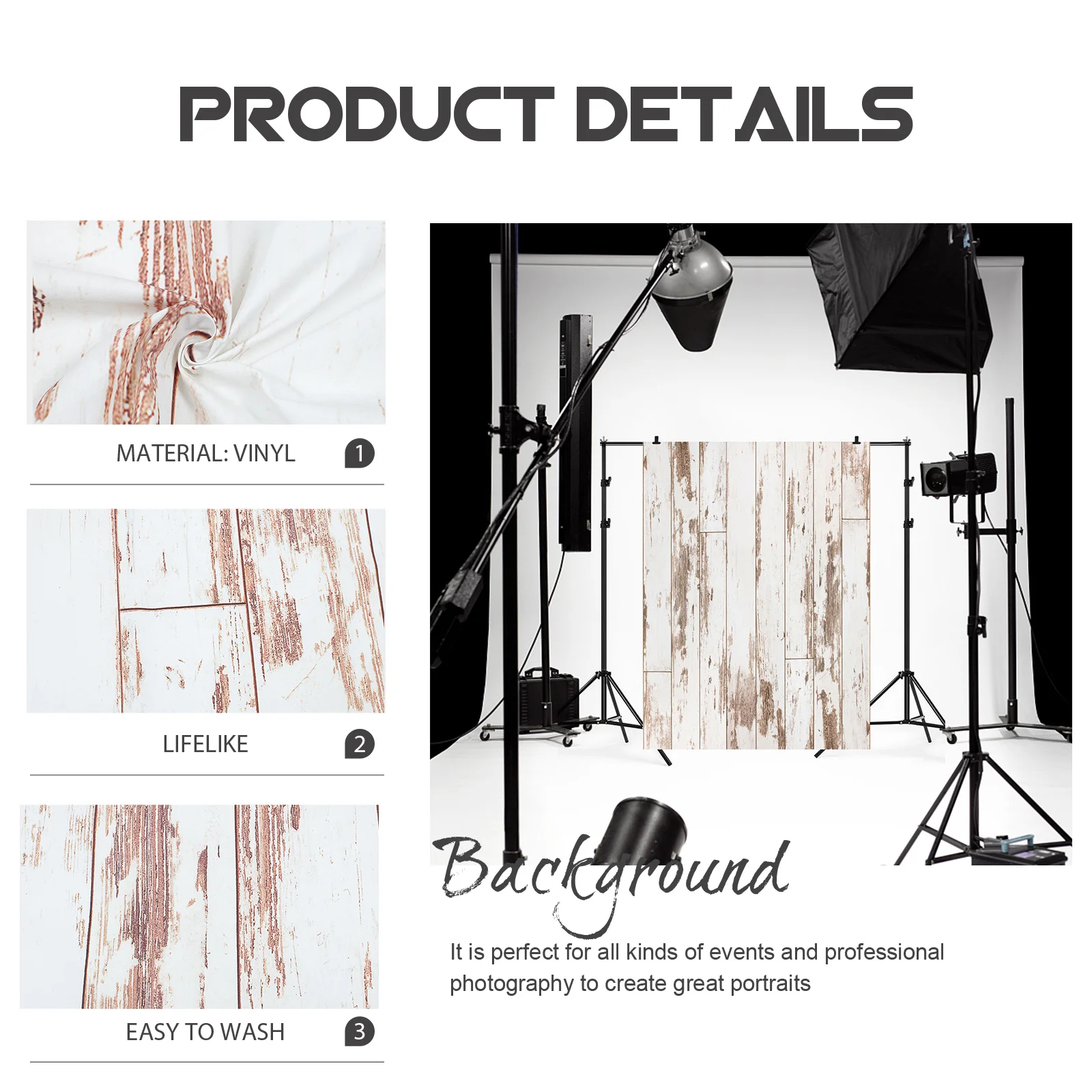 

Rustic Wood Plank Photo Backdrop Retro Style Vinyl Photography Backdrop Fabric Background Decor for Party Family Portraits Wall