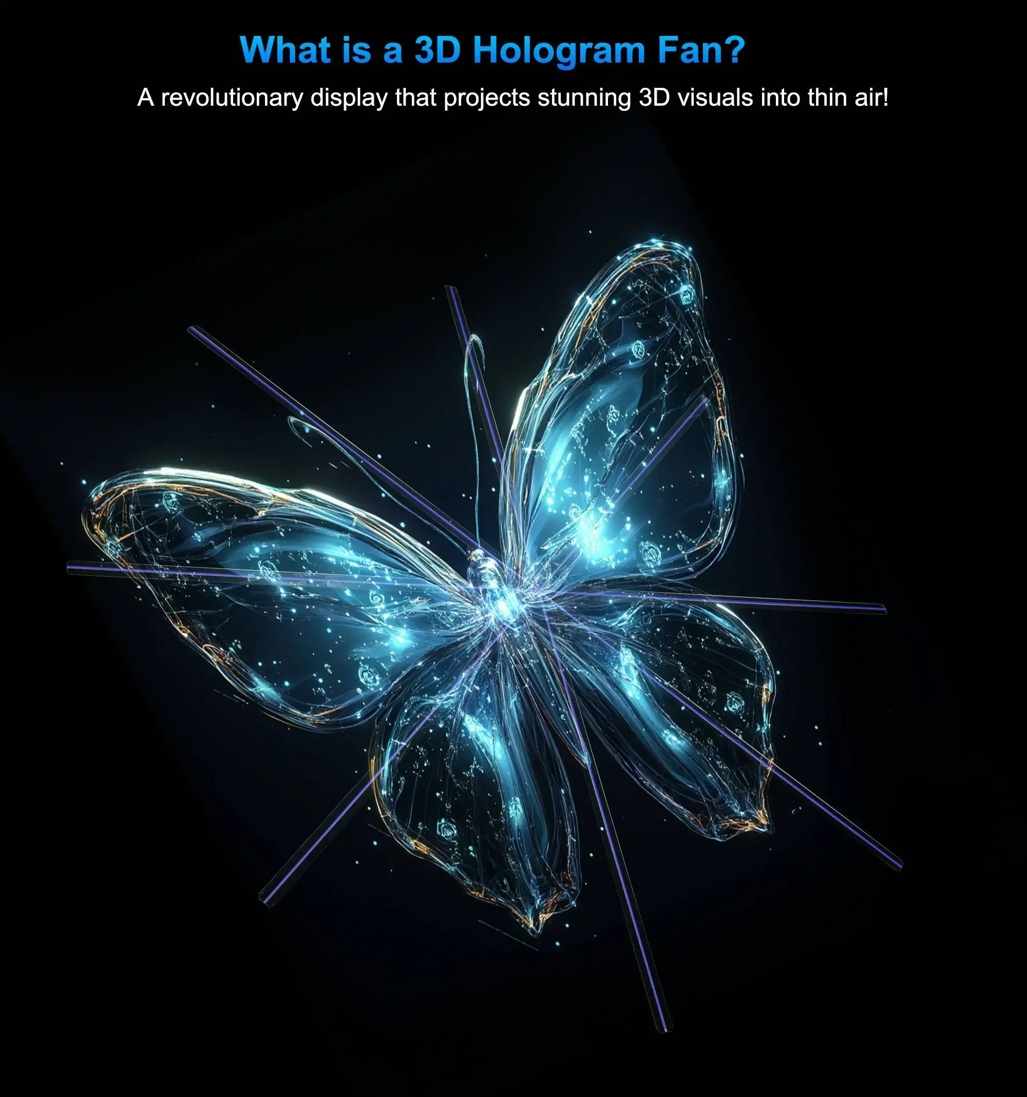 Naked Eye Stereo 3D Holographic LED Fan 3D Hologram 65cm 75cm 100cm 180cm Full Size Hologram Projector Advertising Display  Fan