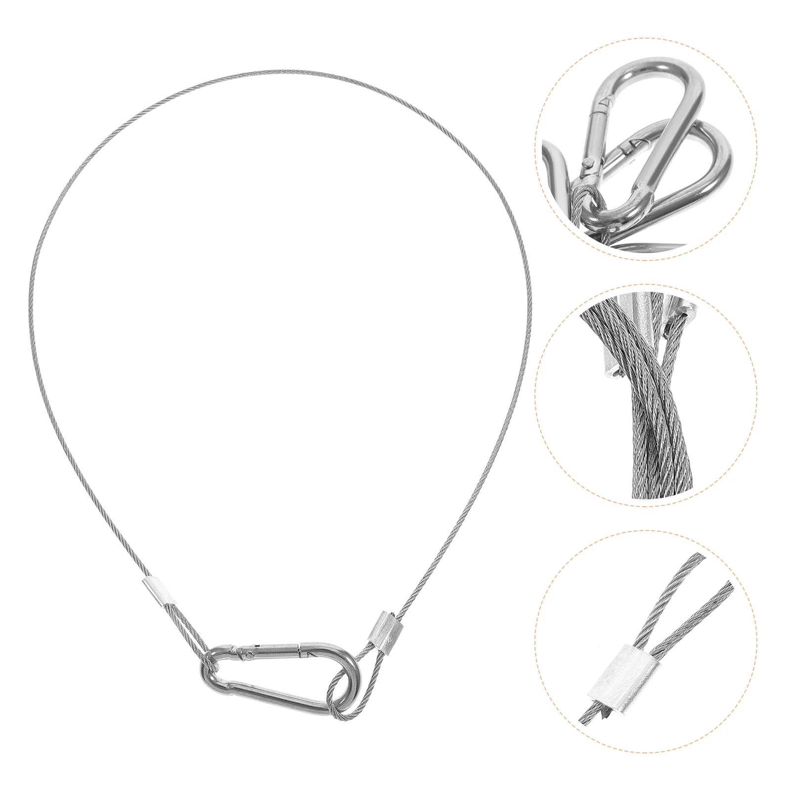 4 Pcs Stainless Wire Rope Lanyard Buckle Safety Cable Lock with Carabiner Travel Hook Lanyards