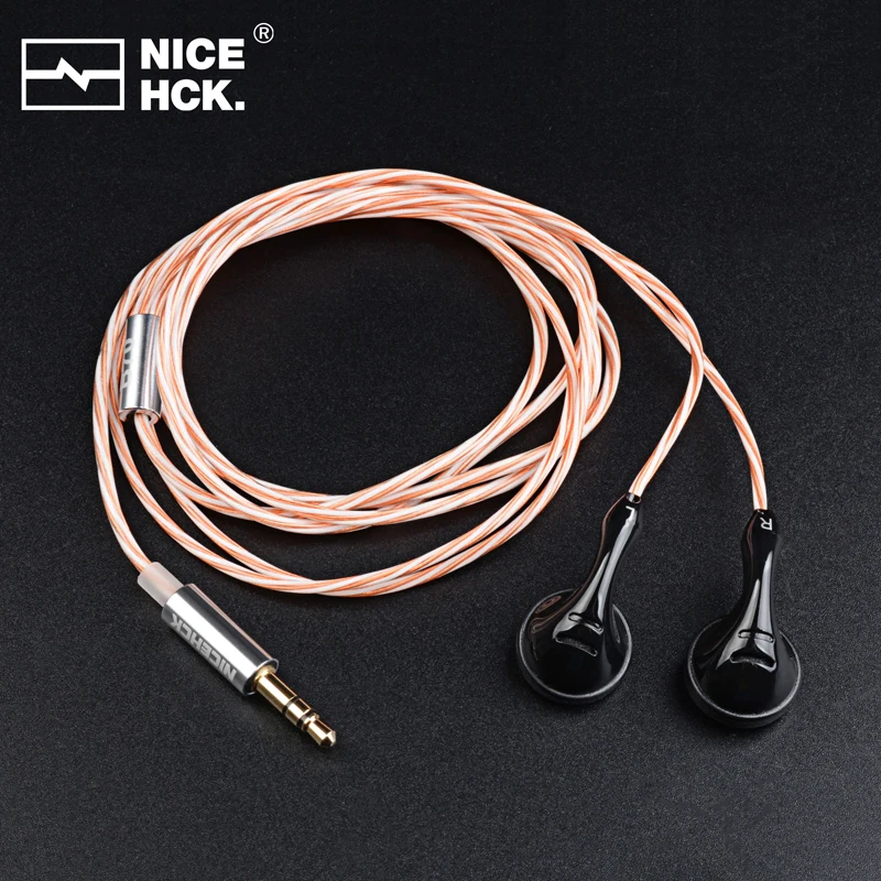 NiceHCK-auriculares con micrófono B70, cascos brillantes de cabeza plana, elemento de carbono de 14,8mm, controlador chapado, auriculares HIFI, tapones para los oídos deportivos para dormir
