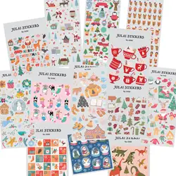 Kawaii Christmas Sticker Sheets For Gift Packaging Cute Cat Penguin Stickers For Diy Scrapbook Diary Album Decoration Stationery