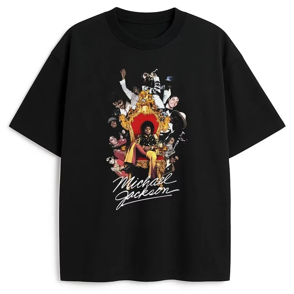Michael Jackson Retro Profile Portrait T-Shirt Cotton Graphic Tee Men Women Summer Streetwear