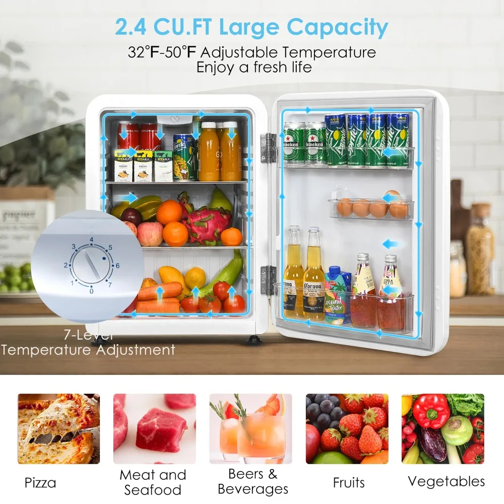 2.4 Cu.Ft. Compact Refrigerator Reversible Door Auto Defrost Mini Fridge