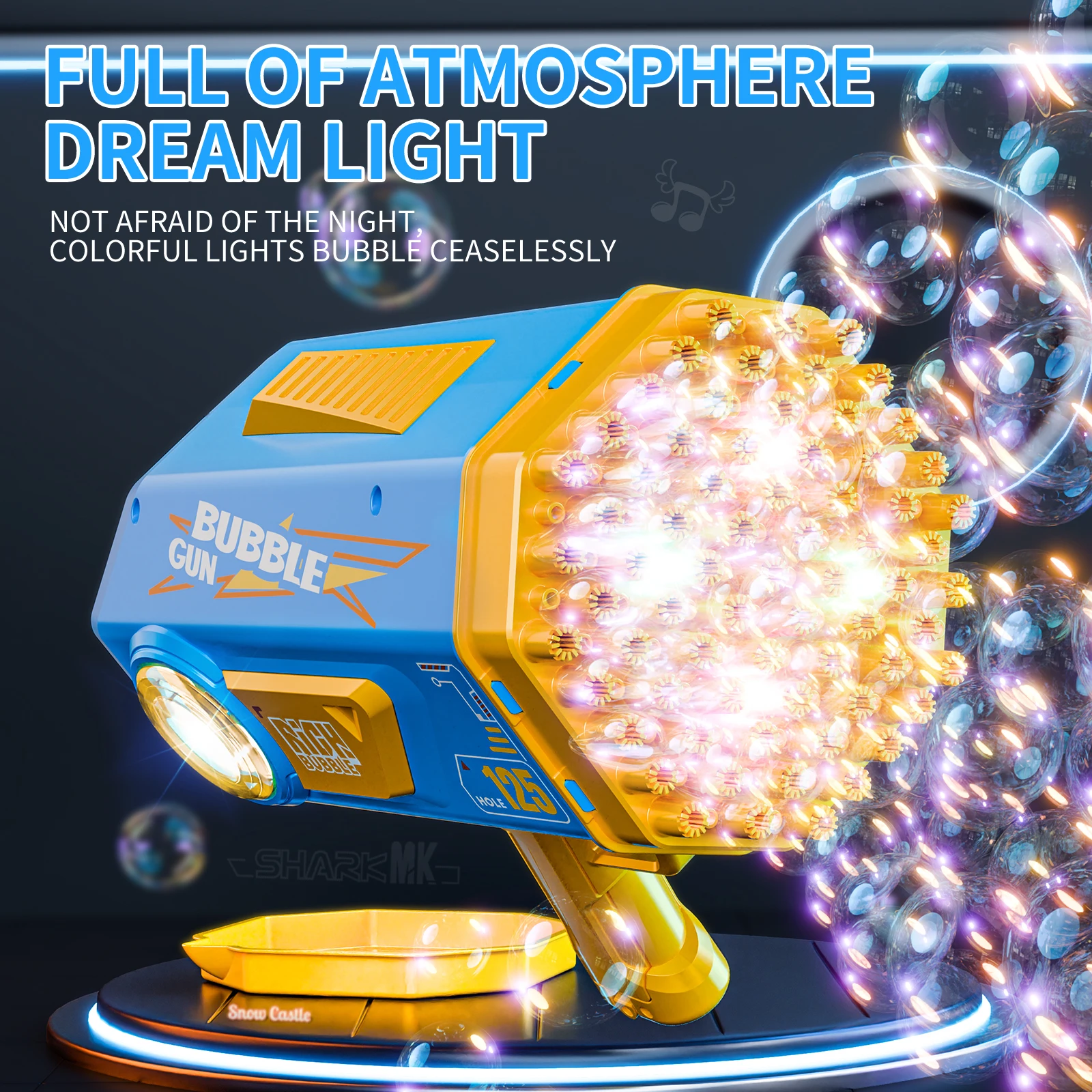 Machine à bulles 125 trous, souffleur de bulles portatif électrique automatique, pistolet à bulles, jouet cadeau d'anniversaire et de noël pour fête