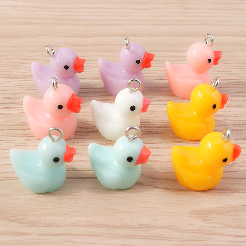 10 Stück niedliche, bonbonfarbene Harz-Tieranhänger in Form von Gummibärchen und Enten für die Schmuckherstellung, Ohrringe, Anhänger, Halsketten, DIY-Bastelbedarf – Detail 8