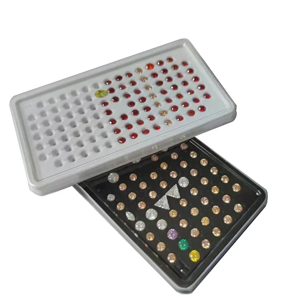 

100 Grids 3-6mm Diamond Jewelry Storage Box Gems Organizer Case 10Pcs Stone Display Packaging Holder Diamond Cover Tray