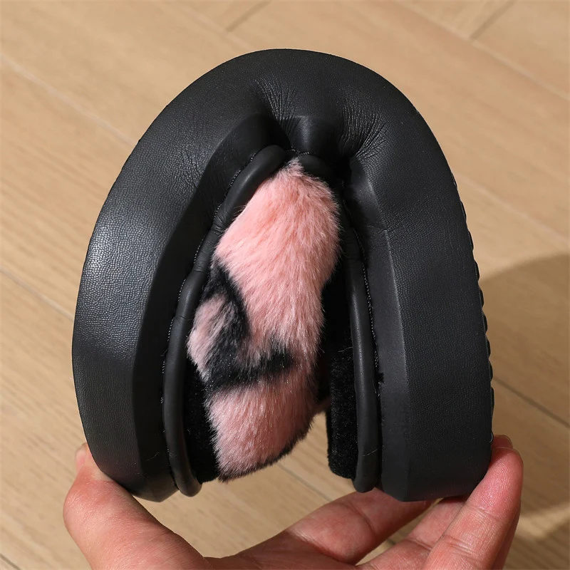 Marke Design Brief Drucken Plüsch Hausschuhe für Frauen Dicke Sohle Bequeme Hausschuhe Frau Mode Plattform Flauschigen Fell Hausschuhe – Detail 9