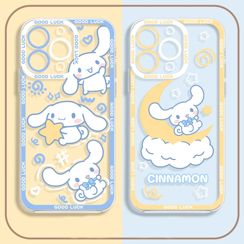 Sanrio Kuromi Cinnamoroll Clear Case for iPhone 14 11 Pro Max 13 12 Mini XR XS X 8 7 6 6S Plus SE 2020 Silicone Shockproof Cover