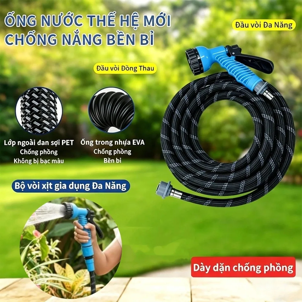 

5-30M Garden Hose with Spray Nozzle 7 Functions Non-Clogging Automatic Watering Misting Kit Leak-Proof Flexible Spray Water Hose