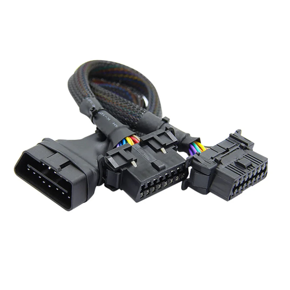 Top Sale OBD2 Splitter 16 Pin OBD II Splitter Extension 1X Male and 2X Female Extension Cable Adapter (1FT/30CM) (1Pack)