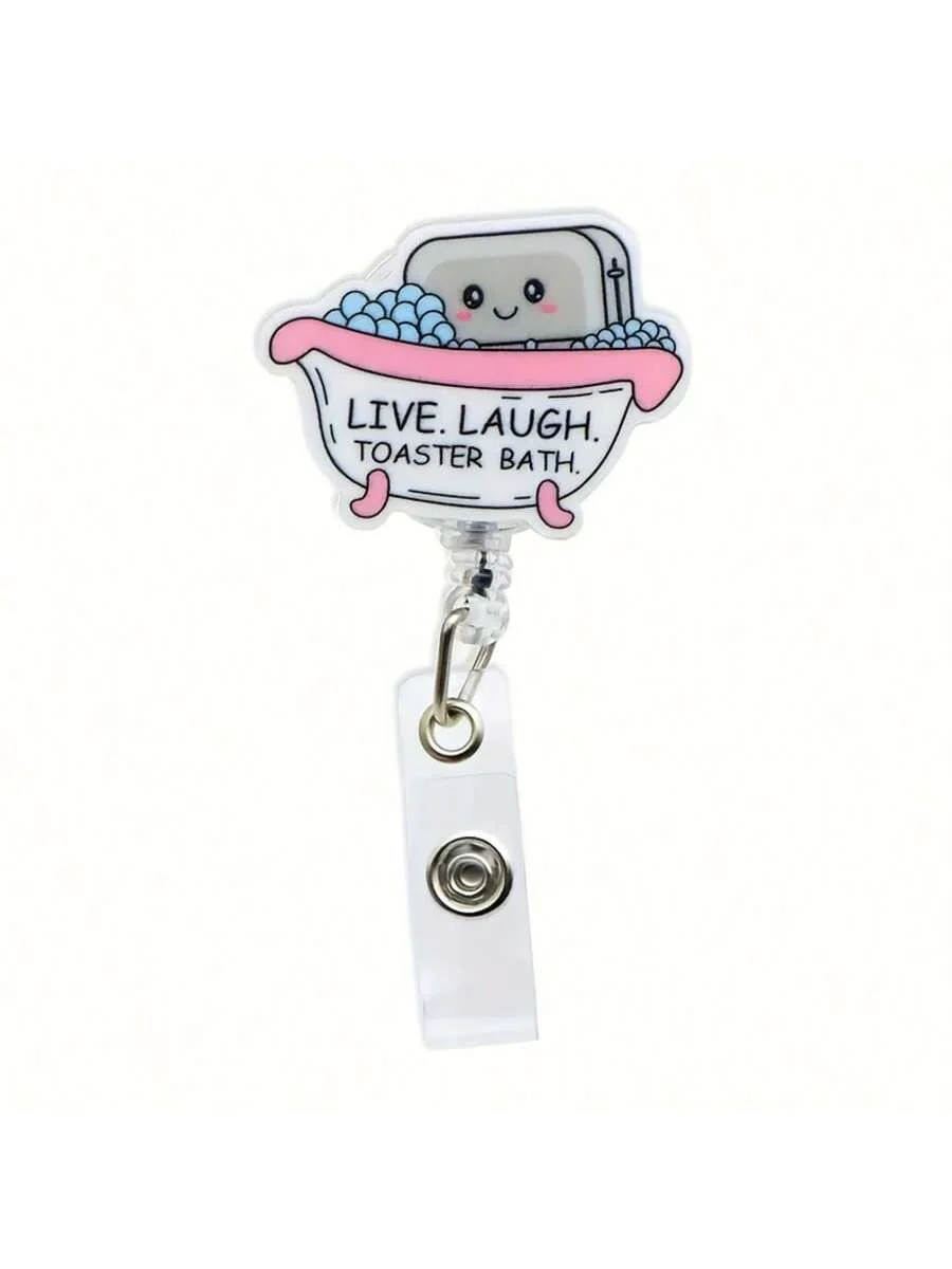 1pc funny Retractable Badge Reel with Metal Clip，360° Swivel Hook, For Nurses / Office / Corporate / Events/ Office Workers