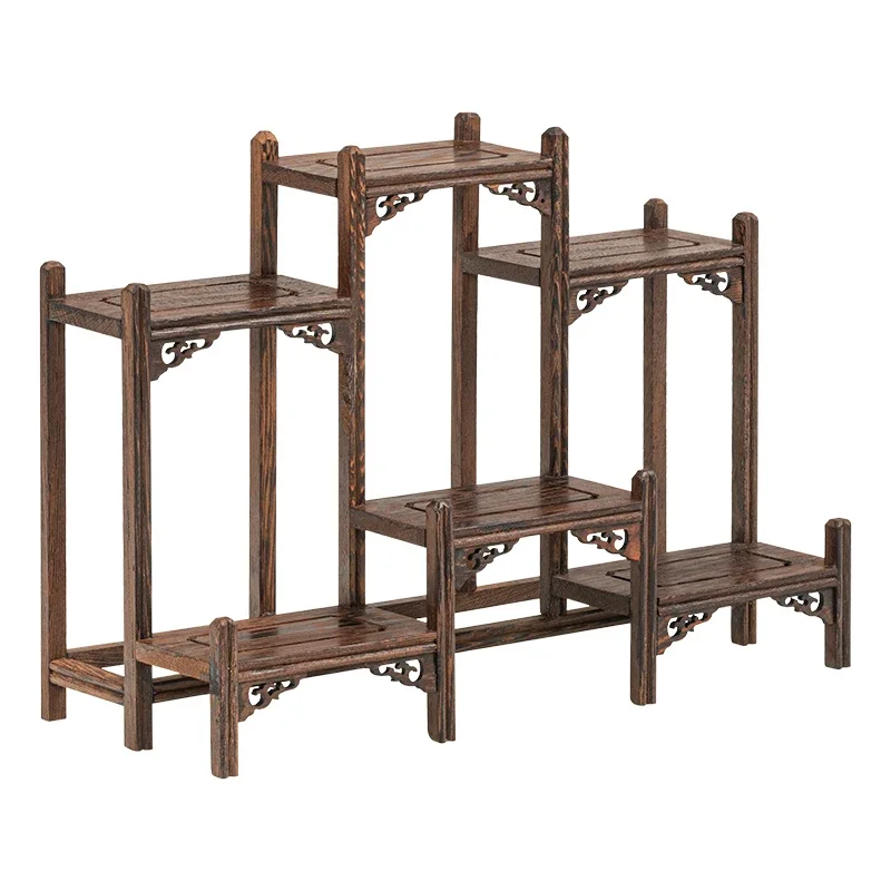 Bogu rack, small chicken wing wood, purple clay pot shelf, solid wood shelf ornament, Duobao Pavilion dessert rack