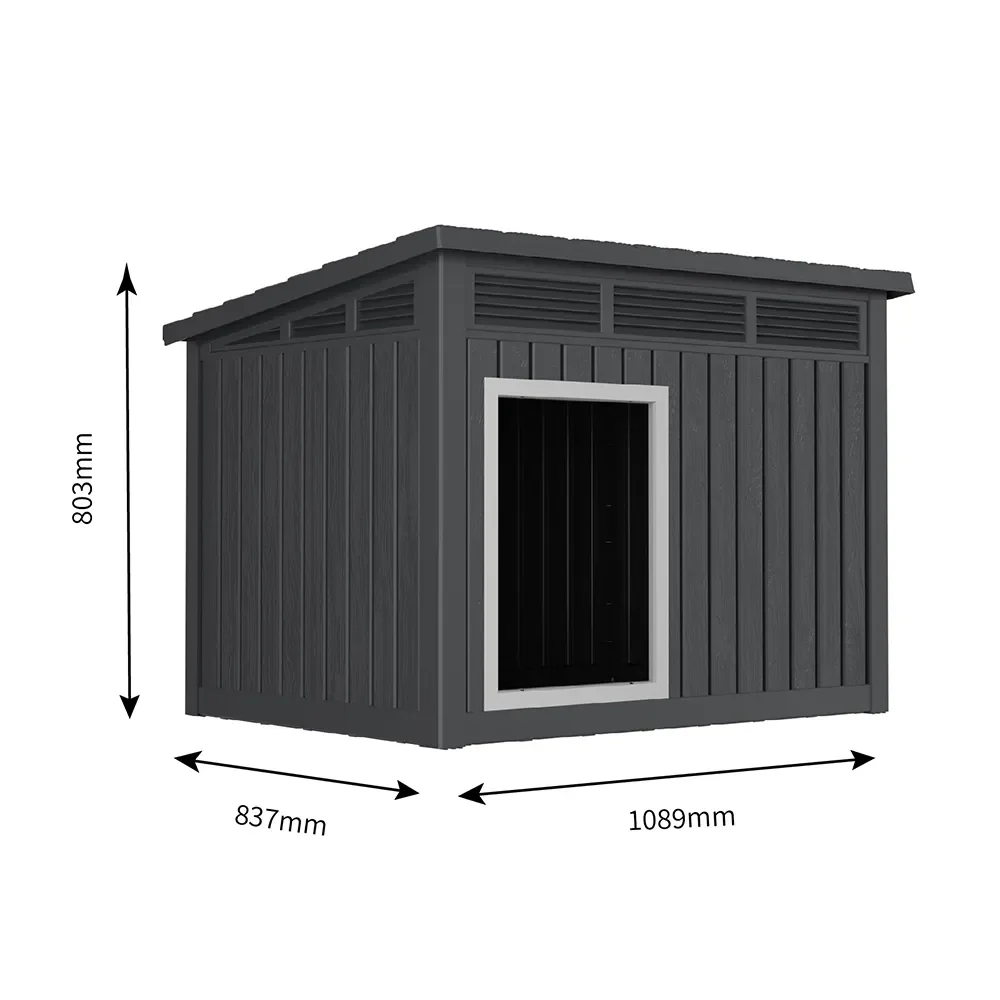 Solid Pattern Dog House with Easy-Clean Slanted Roof Weather-Resistant Water-Repellent Open Roof Spacious Interior