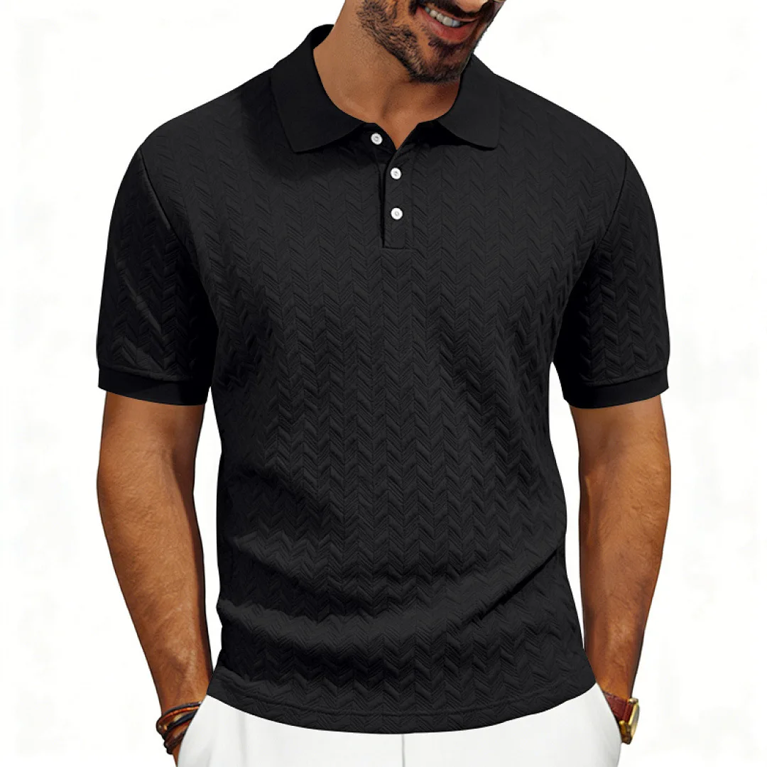 Grenzüberschreitendes Amazon American Heavy-Duty Polo-Shirt mit lockerem Texturmuster, einfarbig, Jacquard, lässig, schlicht, trendig, kurzärmelig – Detail 17