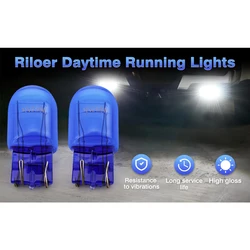 2pcs 12V Car T20 7443 Side Light DRL 580 White Bulbs Dual Filament W21/5w Super Hid Effect Universal For Alfa/Fiat/Skoda/ VW