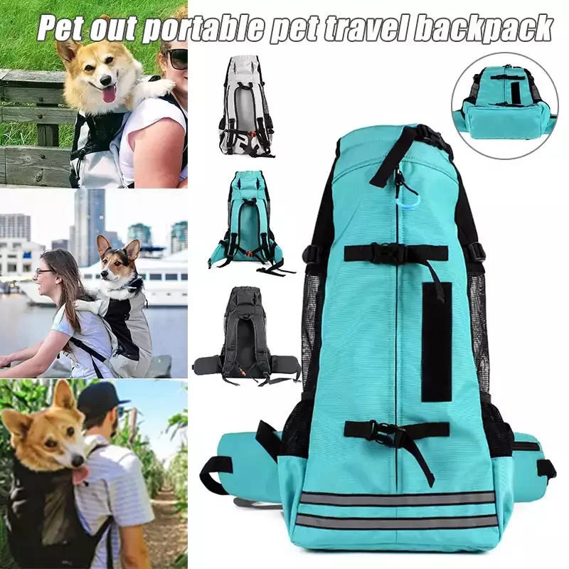 Dog Carrier Bag Reflective Breathable Pet Backpack for Corgi Bulldog Large Dogs Adjustable Outdoor Hiking Dog Carrier Bag