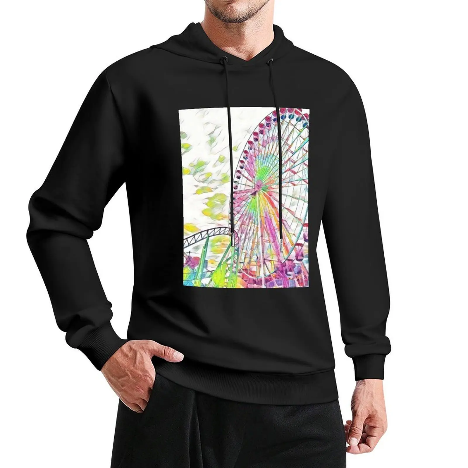 

Colorful Ocean City New Jersey Ferris Wheel Pullover Hoodie streetwear men tracksuit