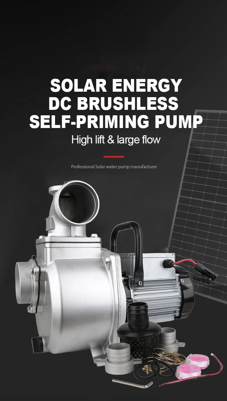 High Flow Solar Water Pump 2 3 Inch DC 72V 110V High Lift Self Priming Agricultural Irrigation Pump