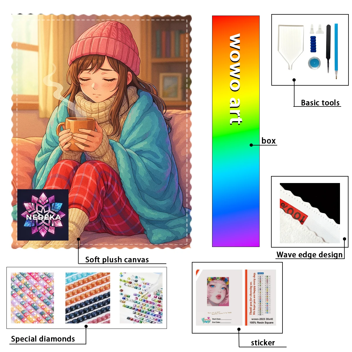 

【NEDEKA_ Diamond Art】The girl who drinks hot water in winter AB Rhinestone FD Rhinestone Perfect Resin Diamond