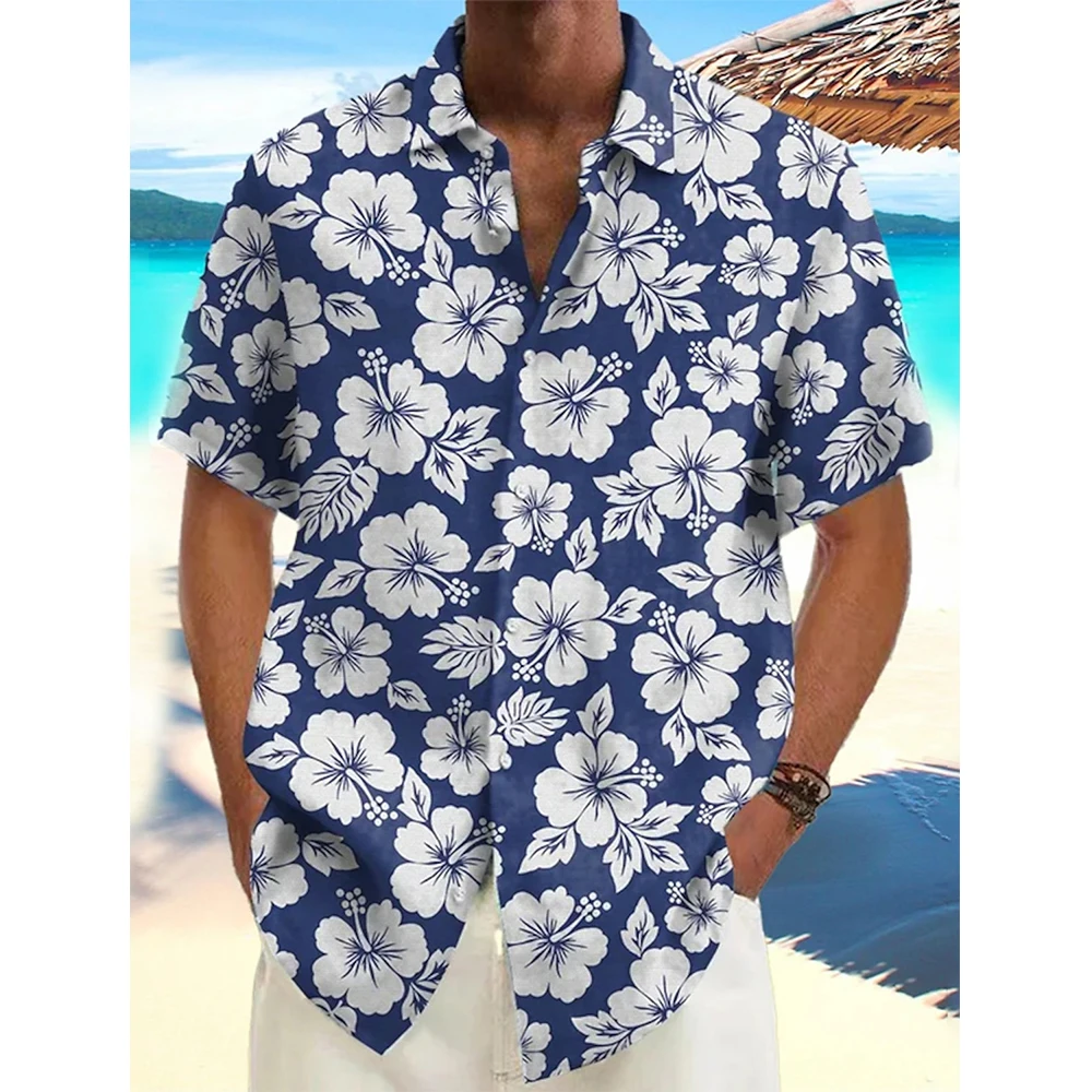 Verão floral flor 3d impresso camisas de praia havaianas das mulheres dos homens streetwear oversized camisa de manga curta topos blusa homem roupas