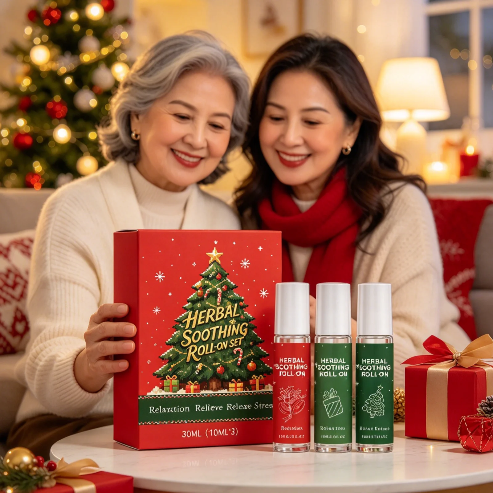 Christmas Herbal Soothing Roll on Set Deeply Nourishing Skin Relaxation Body Care Long Lasting Fragrances Roll on Essential Oil