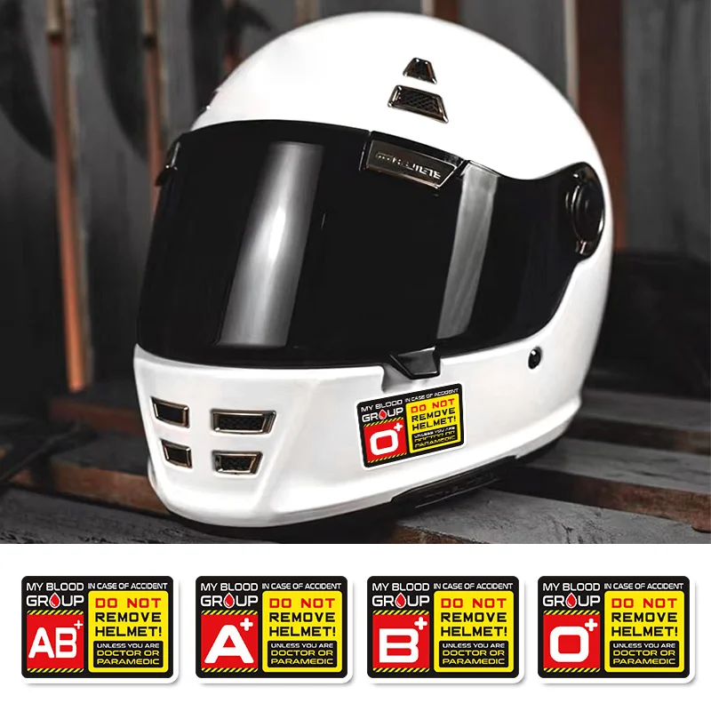 Pegatina de primeros auxilios tipo sangre (O +/A/B/AB), calcomanías adhesivas de vinilo impermeables "no quitar el casco", decoración para casco y coche, 1 ud.