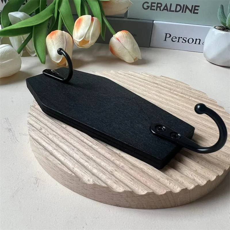 Halloween Coffin Wall Hook For Keys Coffin Wall Hook Black Wooden Hanger Gothic Home Decor For Keys Mugs Purse Towel Clothes image 3