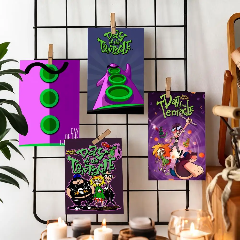 Day of the T-Tentacle Painting Calligraphy Cotton Canvas Wall Art Poster - Aesthetic Painting for Living Room Bedroom Home Decor