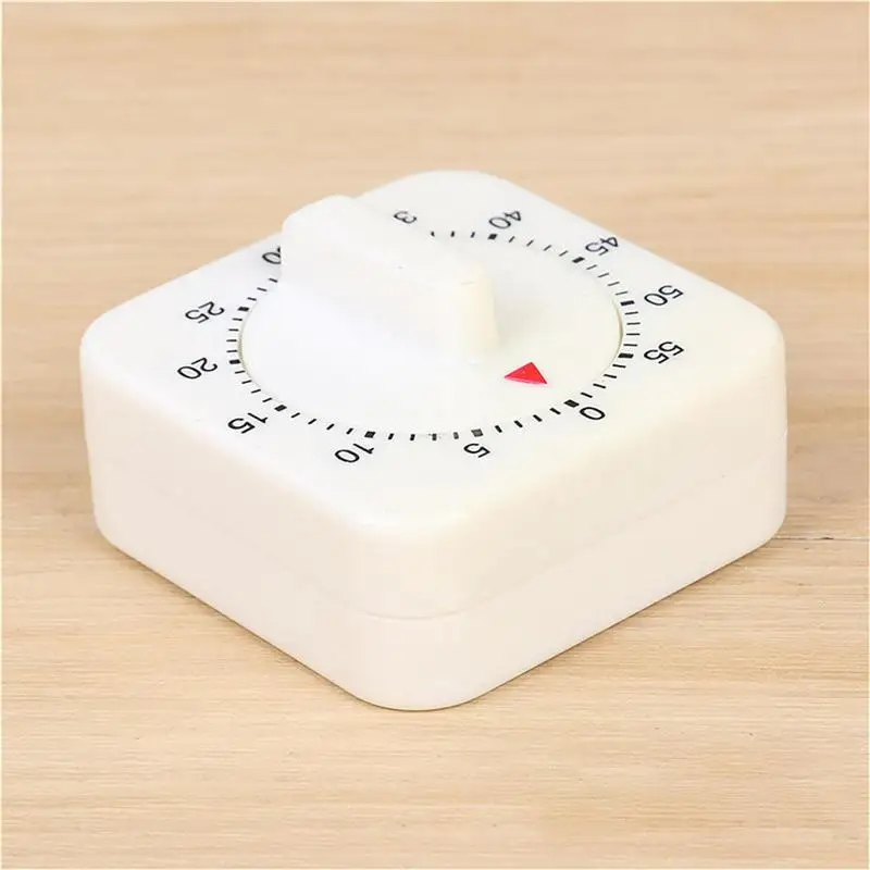 60 Minutes Kitchen Timer Count Down Alarm Reminder White Square Mechanical Timer For Kitchen Home Baking Tools