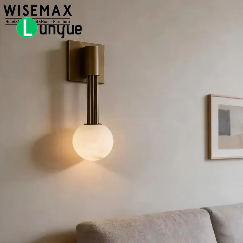 Modern Stainless Steel Natural Stone Wall Lamp for Bedroom Bedside Living Room Hotel Home Villa Decoration Lighting Fixture