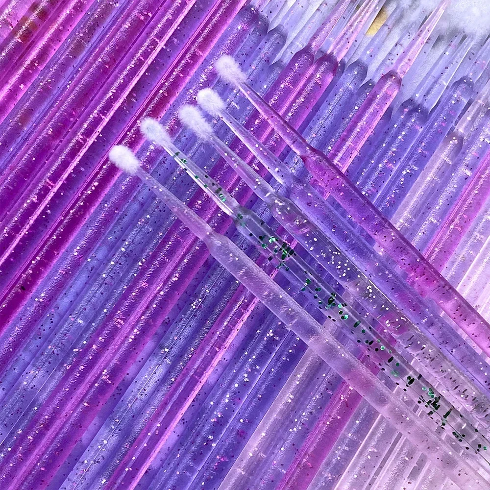 100 pièces Micro brosse cristal cils enlevant écouvillon Microbrosse Mascara baguettes applicateur Extension de cils pinceaux de maquillage outils