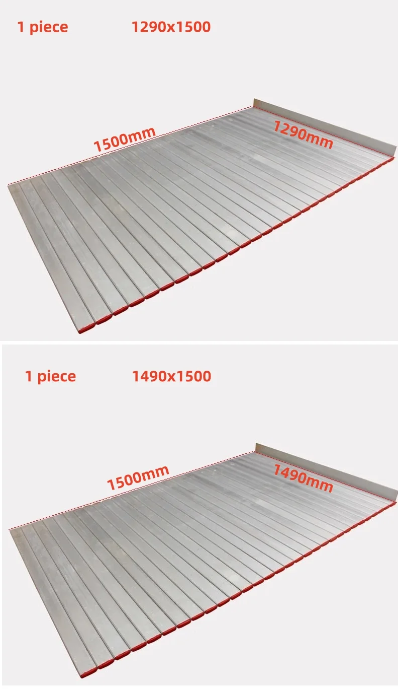 Aluminum curtain machine protection bellows, width 1290 mm x 1500 mm + width 1490 mm x Length 1500 mm
