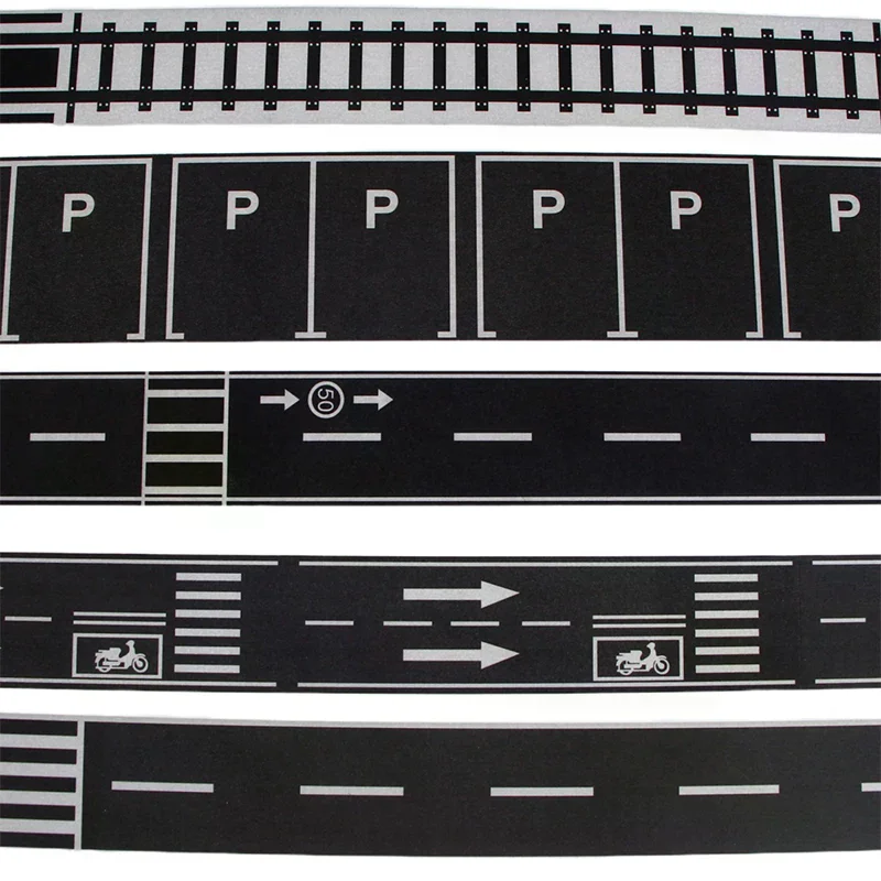 1 لفة 5 متر 1:12 دمية الطريق المرور السكك الحديدية المسار المشهد الشريط ملصق مصغرة وقوف السيارات المشهد منحنى ملصق نموذج لعبة ديكور #2