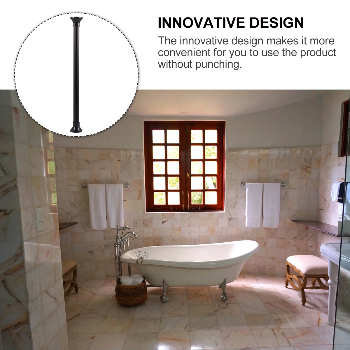 

Telescopic Curtain Rod Bath Shower Alloy Flexible Punch Free Tension Pole Drying Rack Waterproof Tower Rail Home Decor