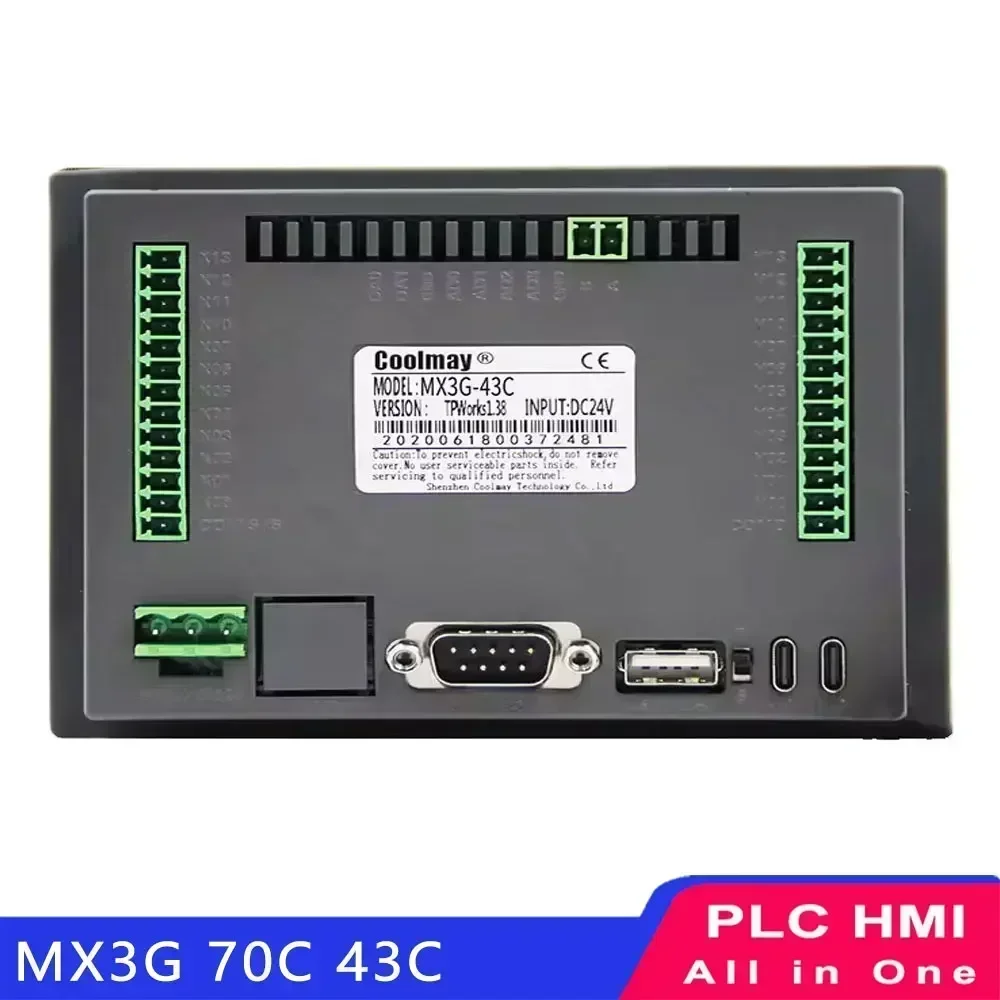 

Coolmay PLC HMI MX3G 70C 40C 50C C40 All in One Integrated Ethernet Compatible FX3G/FX3U/FX3S Support MODBUS RS485 GX Works2