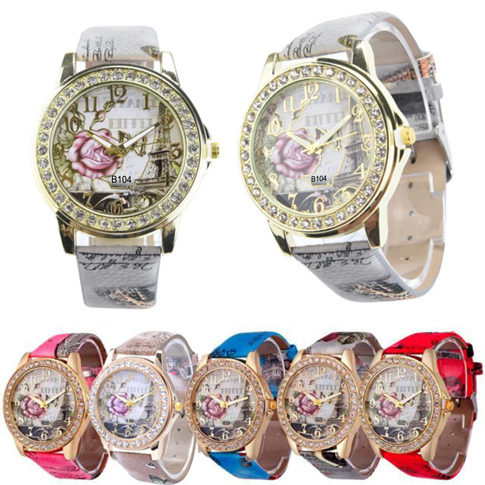 Rose Pattern Leather Band Analog Quartz  Wrist Watches Elegant Watches Watches 2024 High Quality часы женские наручные